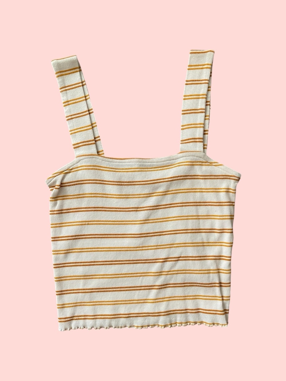 PacSun Cream & Mustard Striped Square-Neck Tank